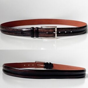 John W. Nordstrom Leather Belt 38 Brown Distressed Handcrafted USA Silver Buckle
